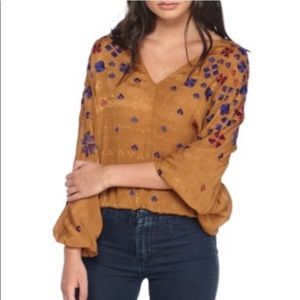 Free People Gold and Purple Embroidered Tunic